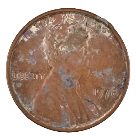 A cent from the collection, turning to show both faces