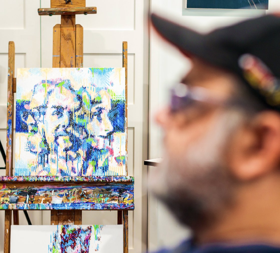 Pindar Van Arman with a painting robot