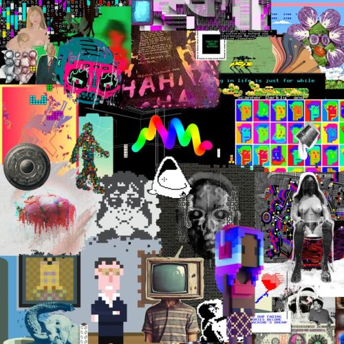 The exhibition key visual: a dense collage of works from the collection
